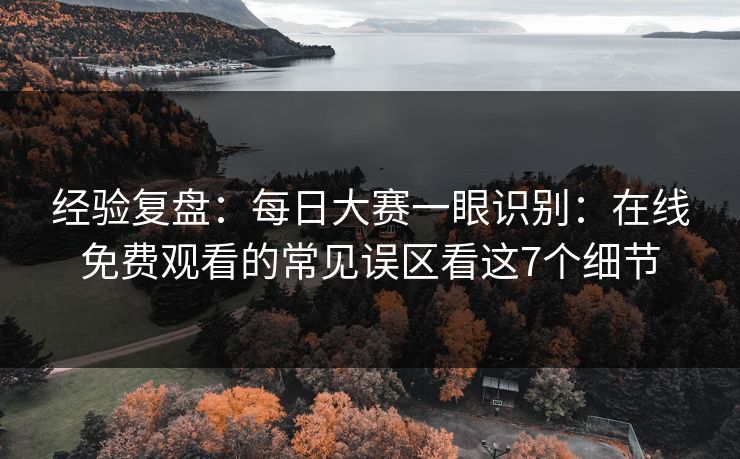经验复盘：每日大赛一眼识别：在线免费观看的常见误区看这7个细节