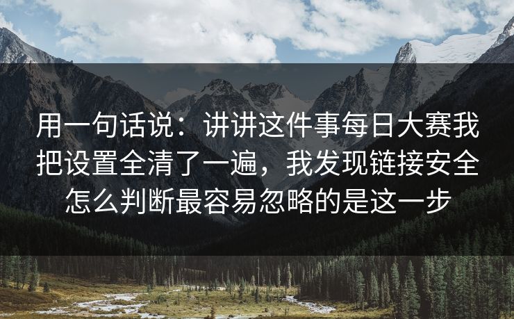用一句话说：讲讲这件事每日大赛我把设置全清了一遍，我发现链接安全怎么判断最容易忽略的是这一步